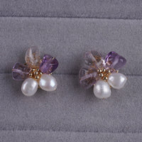 Natural Freshwater Pearl Plum Blossom Earrings