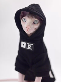 Street-style Fleece-lined Winter Sweater For Hairless Cats Soft Sphynx Cat Clothing