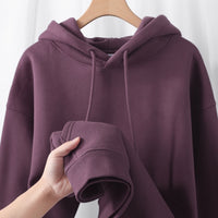 Womens Fleece-Lined Hoodie Heavyweight Solid-Color Drop-Shoulder Design With Extra Padding For Maximum Warmth
