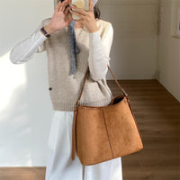 Suede Retro-Style Large-Capacity Womens Shoulder Bag