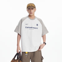 Heavy Cotton Short-sleeved Men's T-shirt Letter Printed Round Neck All-matching