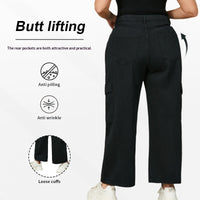 Plus-size Straight-leg Non-stretch Fashionable Pants For Women