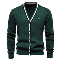 Cardigan Men's V-neck Long Sleeve Sweater Trendy Contrast Color
