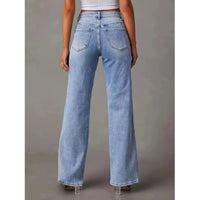 Straight-leg Stretch Jeans In Soft Blue Denim