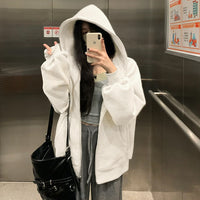 Women's Sweater Fleece Zipper Cardigan Hooded Coat