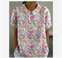 Ladies New Lapel Loose Casual Short-sleeved Top
