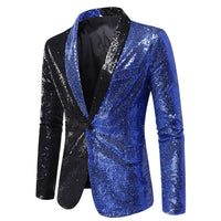 Euro-American Performance Dress Color-blocking Sequin Suit