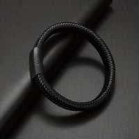 Mens Vintage Leather Bracelet With Leather Magnetic Clasp