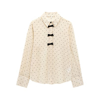 Fashion Women Bowknot Decoration Loose Casual Shirt