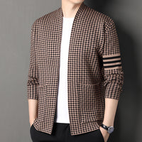 Knitted Cardigan Jacket Semi-scoop Neck Sweater