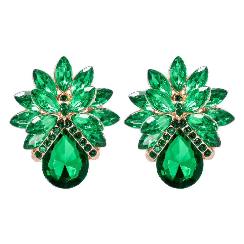 New Fashion Women's Personality Flower Rhinestone-embedded Earrings