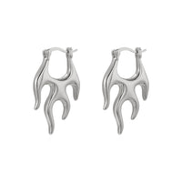 Personality Flame Ear Clip Exaggerated Metallic Earrings High Sense