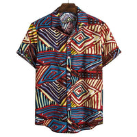 African Ethnic Style Dark Flower Series Plus Size Linen Top
