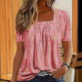 Women's Fashion Print Round Neck Short-sleeved Top