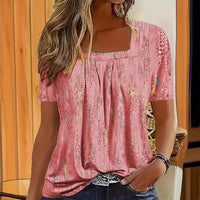 Women's Fashion Print Round Neck Short-sleeved Top