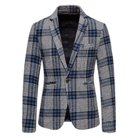 Men's Fashion Casual Slim Fit Plaid Suit Jacket