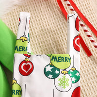 Baby Girl's New Green Fur Strange Printed Skirt Suit