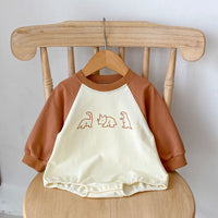 Half High Collar Baby Cotton Long Sleeved Romper With Wooden Ear Edge