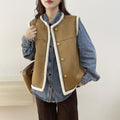 Retro Crew Neck Short Leather And Fur Vest