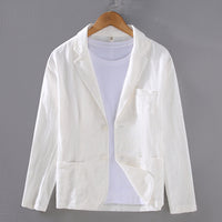 Japanese Flat Collar Casual Ramie Small Suit Men's Versatile