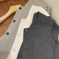 Loose Round Neck Sleeveless Suit Vest For Women