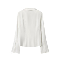 Slimming Satin Strap Slightly Flared Sleeve Shirt