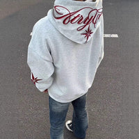 High-Street Embroidered Loose-Fit Hoodie Coat