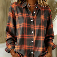 Womens Floral-Print Casual Loose-Fit Long-Sleeve Shirt