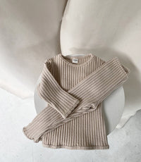 Pure Color Warm And Comfortable Tops Children's Thickened Brushed Base Shirt