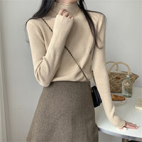 Half-high Collar Inner Match Women's Slimming And Warm Knitted Top