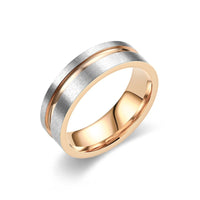 Fashionable All-match Titanium Steel Frosted Two-tone Ring