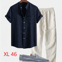 Men's Stand Collar 3D Digital Printing Fashion Slim-fit Short-sleeved Shirt