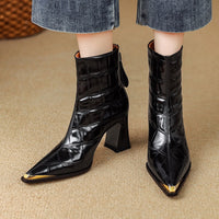 New Autumnwinter Pointed-toe Ankle Boots Featuring  Slender Stiletto Heel And A Back Zipper