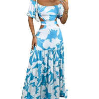 European And American-style Slim-fit Elegant Printed Dress