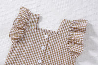 Wooden Ear Sleeveless Vest Shirt Shorts Two-piece Set Infant Plaid Suit