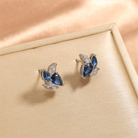 Blue Leaf Zircon Women's Niche Design Earrings