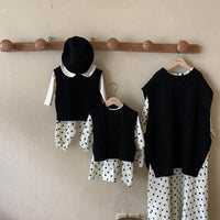 Linen Pattern Sweater Layered Oversized Loose Knit Vest