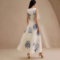 Strapless 3D Floral Print Minimalist Dress
