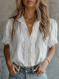 Spliced Lightweight Short-sleeve Chic Top