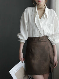 Two-button Design Striped Cardigan Shirt Loose Top