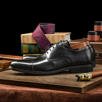 Three-joint Leather Shoes, Round Toe Lace-up Leather, British Business Dress Shoes