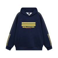 Side Striped Raglan Sleeves Hooded Pullover Tops