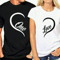 One Love Half Heart Couple Short Sleeve T-shirt