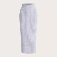 New Style Outerwear Casual Fashionable Versatile Midi Skirt In Light Gray