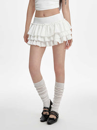 Puffy Cake Dress Women's Low Waist Pleated Skirt