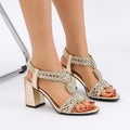 Women's Round Toe Bohemian Chunky Heel Sandals
