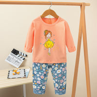 Printed Cute Cartoon Casual Children's Clothing Home Service Suit