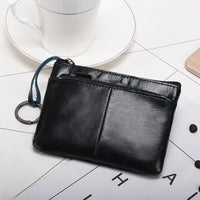 Short Cowhide Zipper Driver's License Wallet Student Retro Male Coin Purse Coin Bag