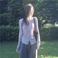 Purple Slim-fit Slimming Sweater Long-sleeved T-shirt