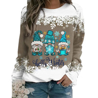 Fashion Christmas Snowman Round Neck Long Sleeve Women